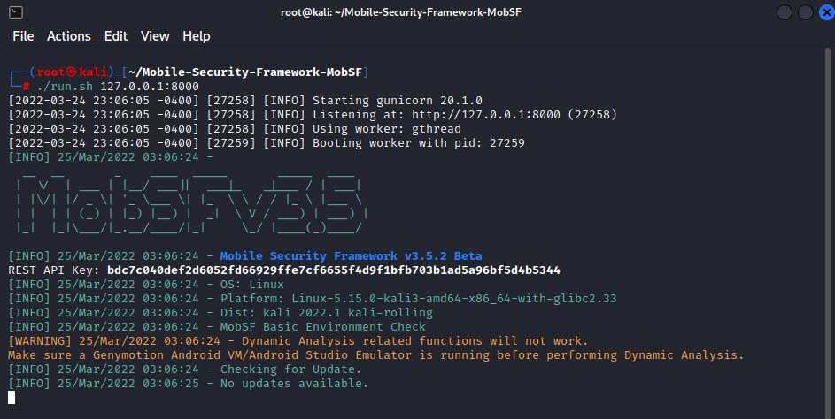 Kali Linux 2022 Installation of MobSF Tool Techhyme