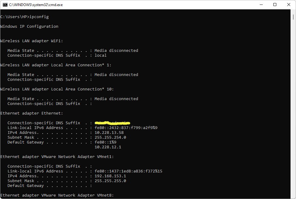 ipconfig command techhyme