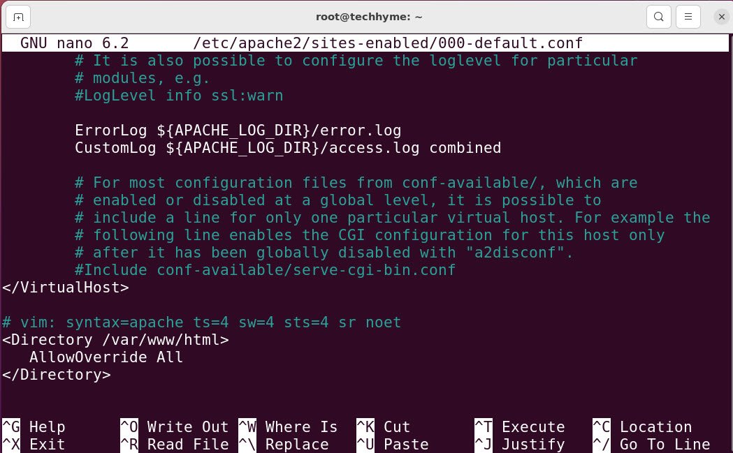 Enable htaccess Apache Server Ubuntu Techhyme