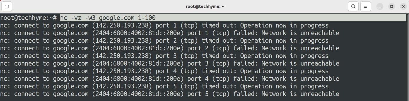 Scan Ports Netcat Techhyme