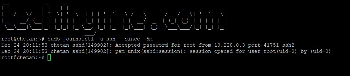 Journalctl ssh last 5 minutes