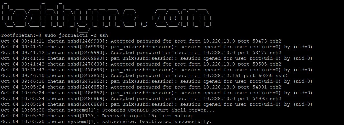 journalctl ssh command
